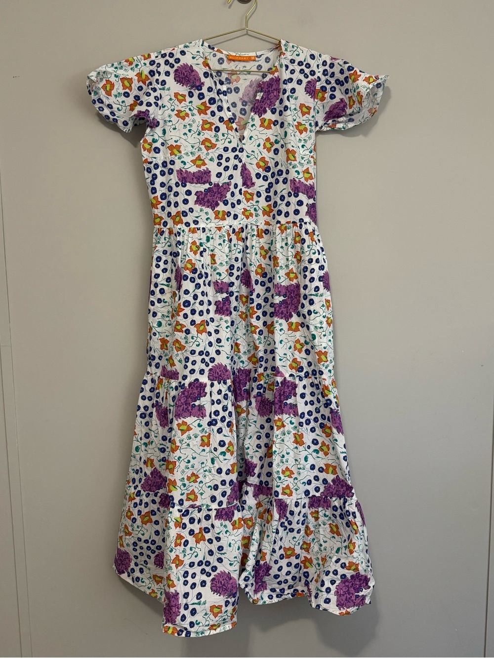 Oliphant Floral Flutter Sleeve Tiered Maxi Dress
